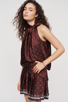 Maeve Pleated Satin Mini Skirt