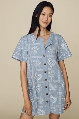 Maeve Pollie Swing Buttondown Mini Dress