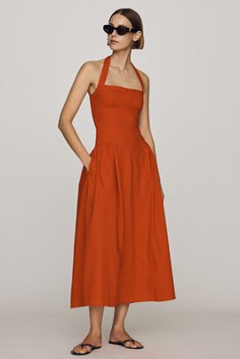 Maeve Poplin Halter Midi Dress