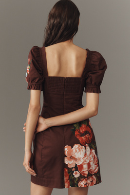 Maeve - Puff-Sleeve Square-Neck Floral Mini Dress