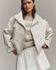 Maeve Retta Funnel-Neck Double-Breasted Short Trench Coat Jacket - 2
