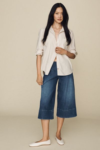Maeve Reworked High-Rise Wide-Leg Culotte Jeans