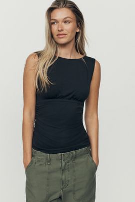 Maeve Ruched Boat-Neck Tank Top