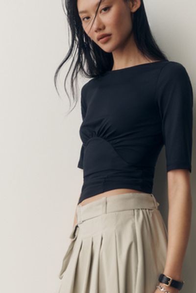 Maeve Ruched Boat-Neck Top