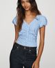 Maeve Ruched Short-Sleeve Buttondown Shirt - 1