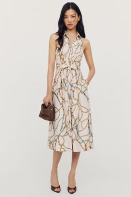 Maeve Satin Tie Twist Midi Dress
