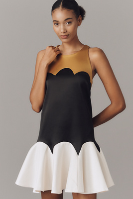 maeve halter v-neck scallop mini dress Maeve Halter V-Neck Scallop Mini Dress In Blue - 37% Off