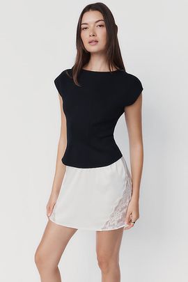 Maeve Scuba Short Sleeve Peplum Top