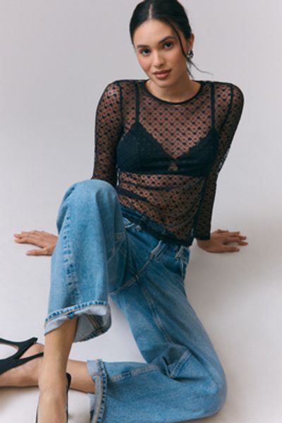 Maeve Sheer Heart Long-Sleeve Top