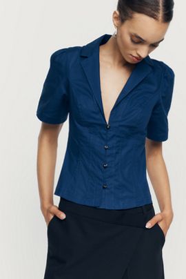Maeve Short-Sleeve Blazer Top