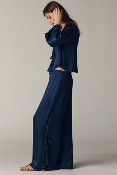 Maeve Silken Tie Wide-Leg Pants