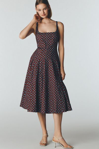 Maeve Sleeveless Square-Neck Corset Midi Dress