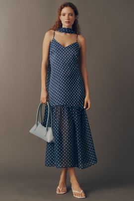 Maeve Sleeveless V-Neck Tiered Scarf Midi Dress