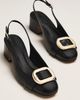Maeve Sling-Back Leather Buckle Heels - 1