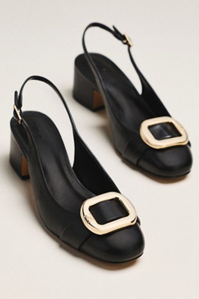 Maeve Sling-Back Leather Buckle Heels