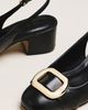 Maeve Sling-Back Leather Buckle Heels - 3