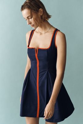 Maeve - Faux-Leather Sleeveless Swing Dress