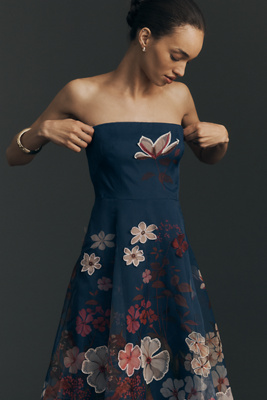 maeve strapless asymmetrical midi dress The Vivian Dress in Sage Windsor Brocade 12 / Sage Windsor Brocade main image 1