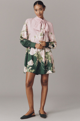 slim fit dress slacks Sleek And Elevated Chiffon Scarf Neck Mini Dress main image 1