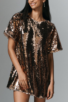 Maeve - The Emmy Short-Sleeve Swing Mini Dress by : Sequin Edition Maeve - The Emmy Short-Sleeve Swing Mini Dress by : Sequin Edition