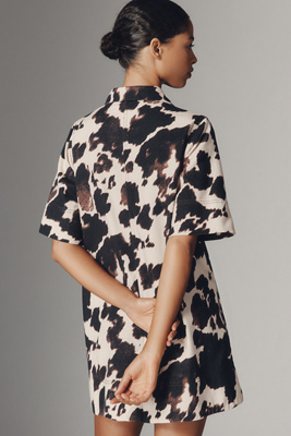 the jeannie short-sleeve denim a-line mini dress by maeve Maeve