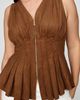 Maeve Viki Faux Suede Zip Front Waisted Top - 7