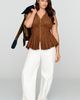 Maeve Viki Faux Suede Zip Front Waisted Top - 8