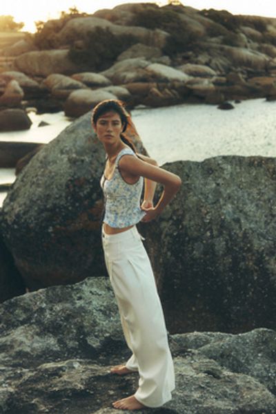Maeve Wide-Leg Pleated Pants