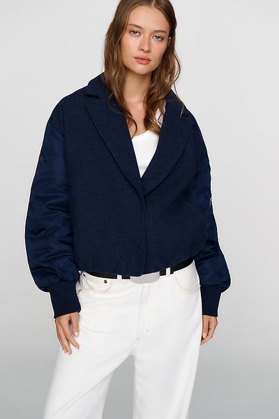 Maeve Wool Blend Notched Collar Jacket