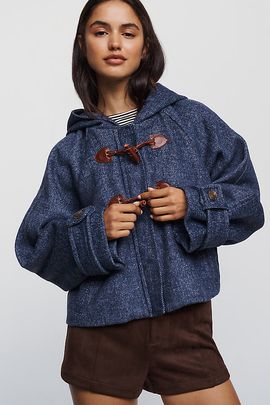 Maeve Wool Blend Toggle Hooded Jacket