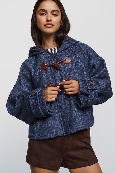 Maeve Wool Blend Toggle Hooded Jacket