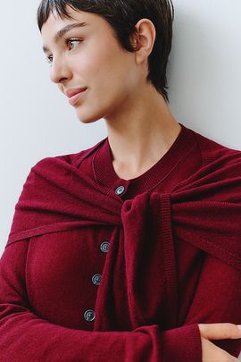 Maeve Wool Cashmere Cardigan with Scarf