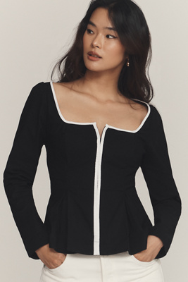 LOHEN⭐︎SQUARE NECK BLOUSE Maeve - Zip-Front Square-Neck Blouse