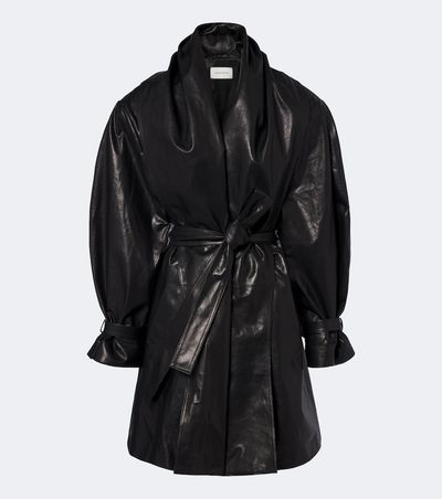 Magda Butrym Belted Draped Leather Jacket