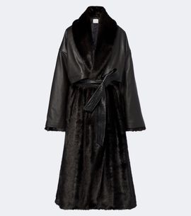 Magda Butrym Magda Butrym Belted leather-trimmed coat
