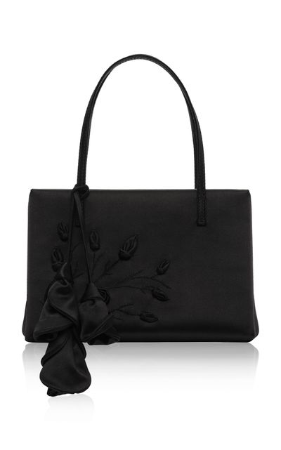 Magda Butrym Magda Butrym Black Satin Embroidered Barbara Bag