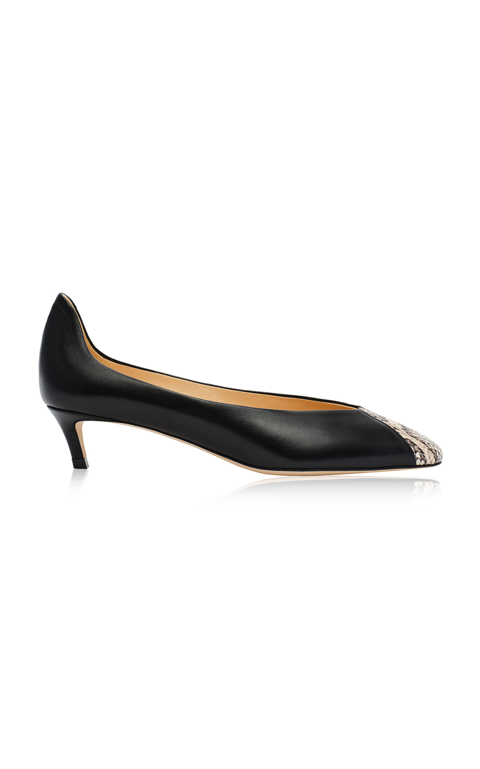 Magda Butrym Magda Butrym Black with Snake Leather Kitten Heels