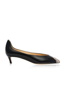 Magda Butrym Magda Butrym Black with Snake Leather Kitten Heels
