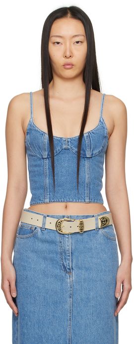 Magda Butrym Magda Butrym Blue Paneled Denim Tank Top