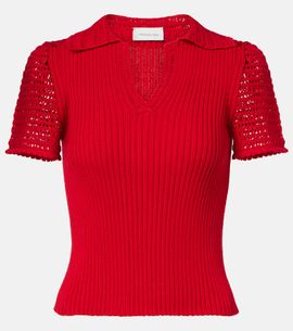 Magda Butrym Magda Butrym Crochet-trimmed cotton polo shirt