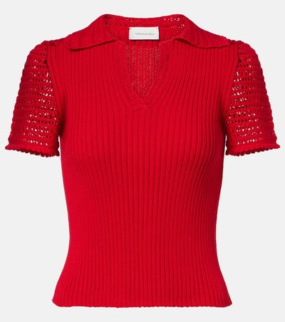 Magda Butrym Magda Butrym Crochet-trimmed cotton polo shirt