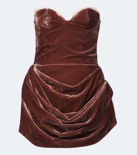 Magda Butrym Magda Butrym Crochet-trimmed ruched velvet minidress