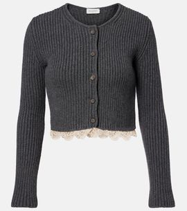 Magda Butrym Magda Butrym Cropped crochet-trimmed cashmere cardigan
