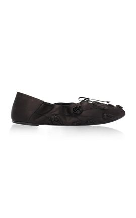 Magda Butrym Magda Butrym Embroidered Satin Soft Ballet Flats