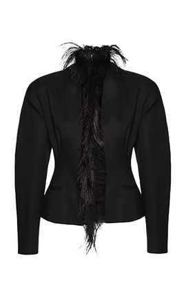 Magda Butrym Magda Butrym FeatherTrimmed WoolBlend Blazer