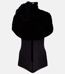 Magda Butrym Magda Butrym Floral-appliquÃ© caped bodysuit