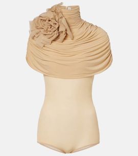Magda Butrym Magda Butrym Floral-appliquÃ© caped jersey bodysuit