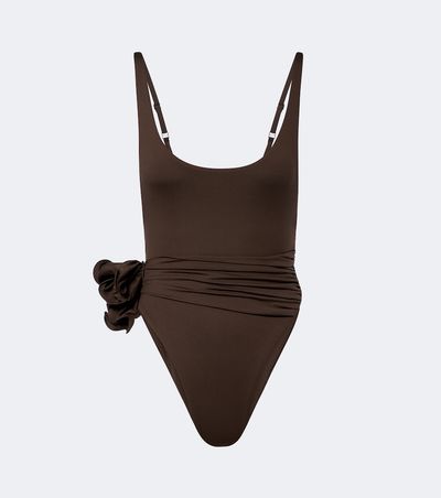 Magda Butrym Magda Butrym Floral-appliquÃ© draped swimsuit