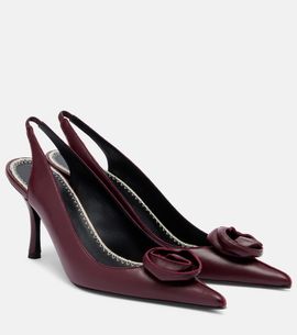 Magda Butrym Magda Butrym Floral-appliqué leather slingback pumps