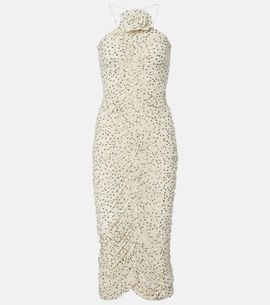Magda Butrym Magda Butrym Floral-appliqué polka-dot maxi dress